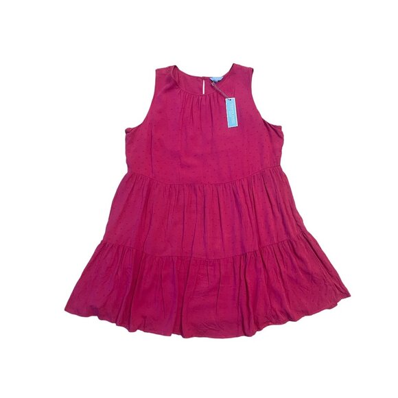 Draper James RSVP sleeveless tiered dress pockets pink knobby A-line lined - Picture 1 of 9